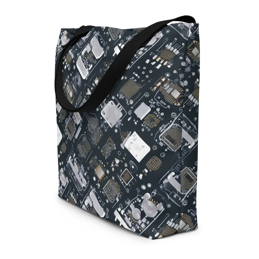 Circuit Noir on Large Tote Bag W/ Pocket — Front