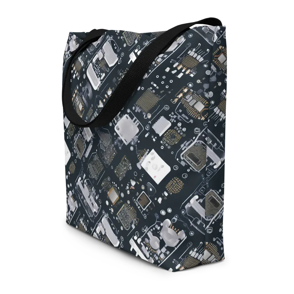 Circuit Noir on Large Tote Bag W/ Pocket — Front