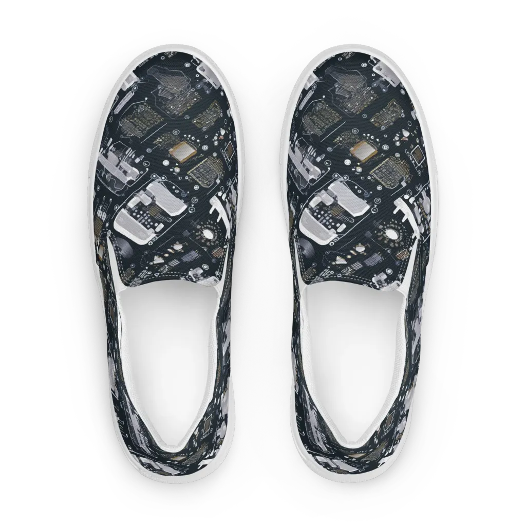 Circuit Noir on Women's Slip-On Canvas Shoes — Front