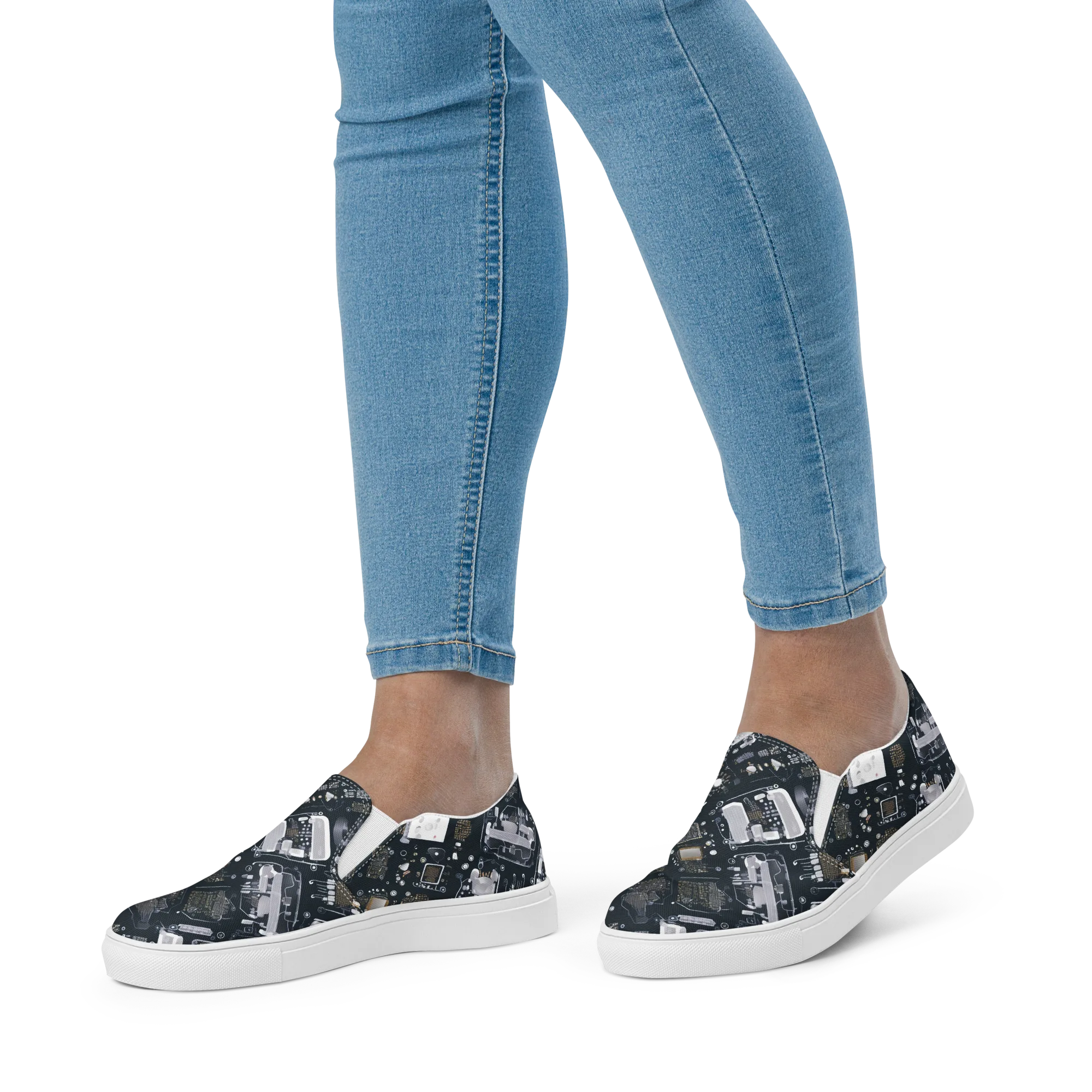 Circuit Noir on Women's Slip-On Canvas Shoes — Front