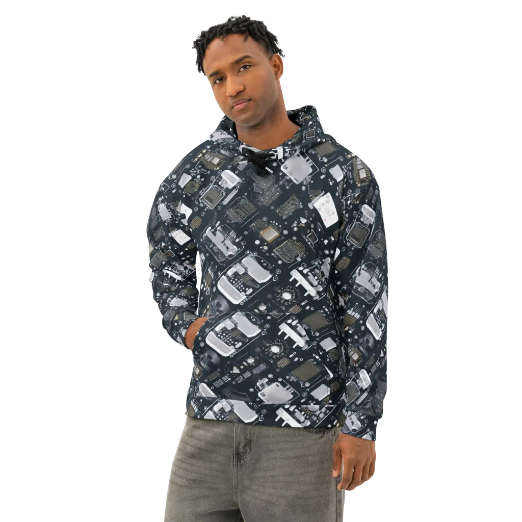 Circuit Noir on Cotton Hoodie — Left Front