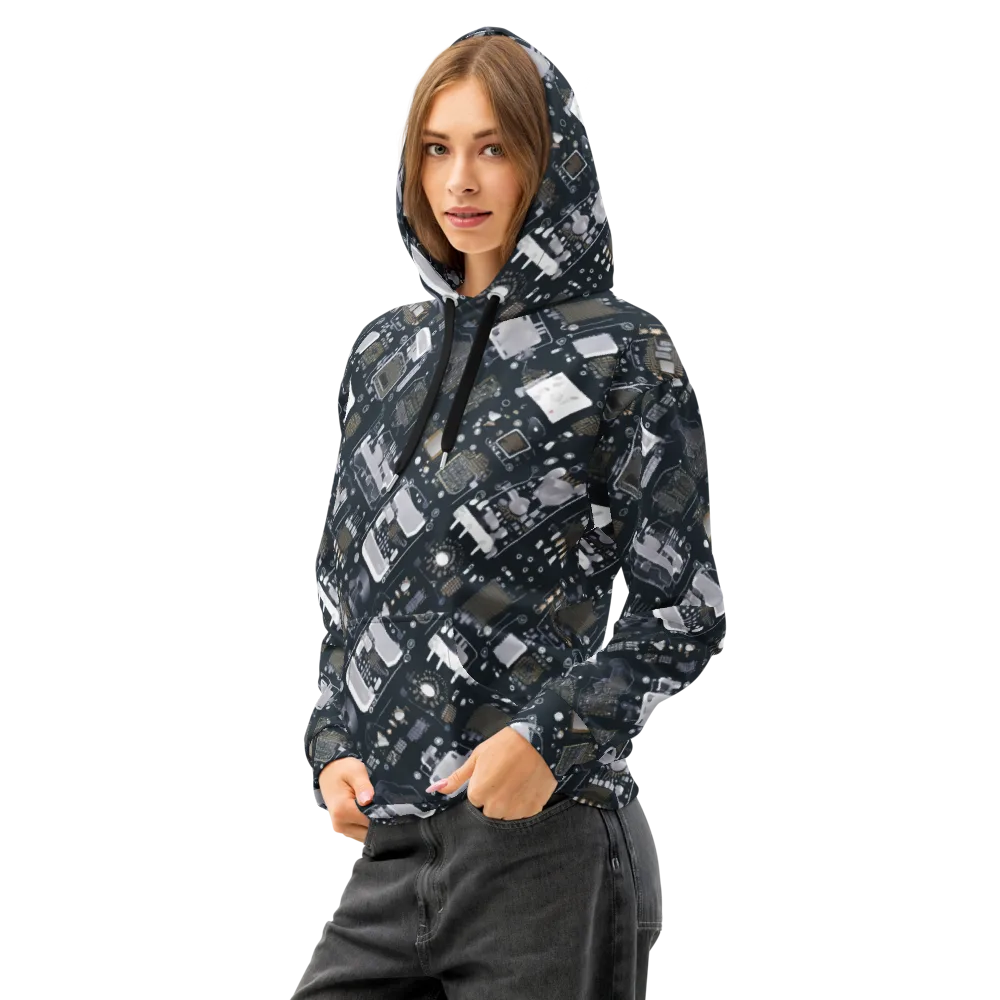 Circuit Noir on Cotton Hoodie — Left Front