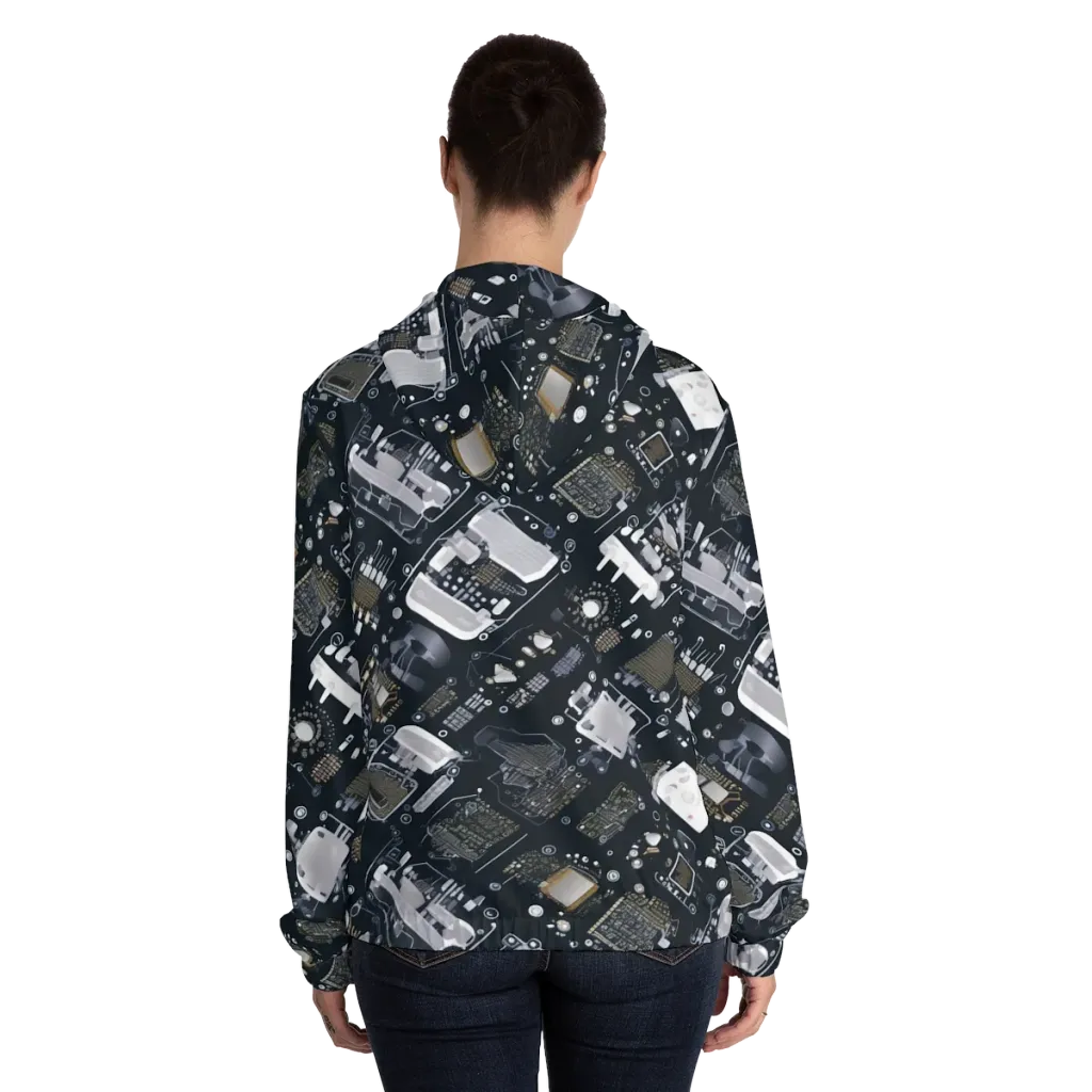 Circuit Noir on Women's Full-Zip Hoodie — Back On Person