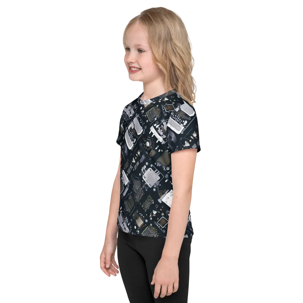 Circuit Noir on Kids Crew Neck T-Shirt — Left
