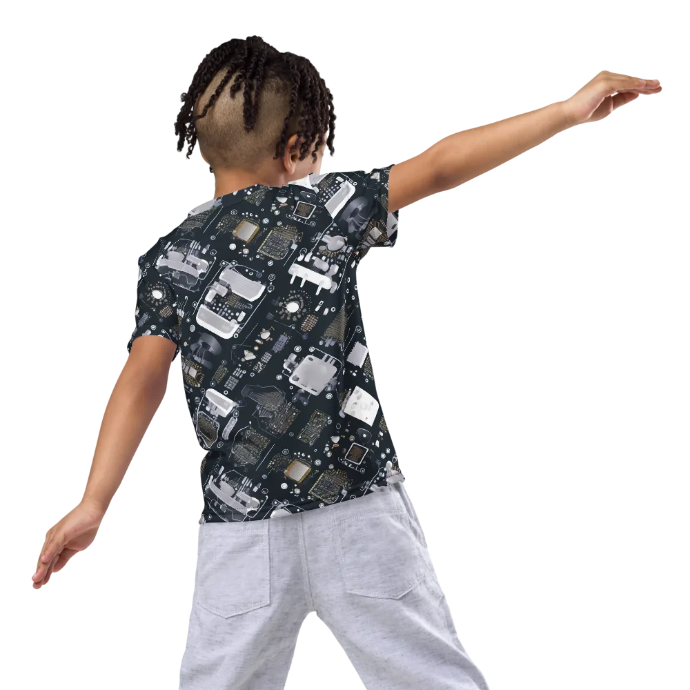 Circuit Noir on Kids Crew Neck T-Shirt — Back