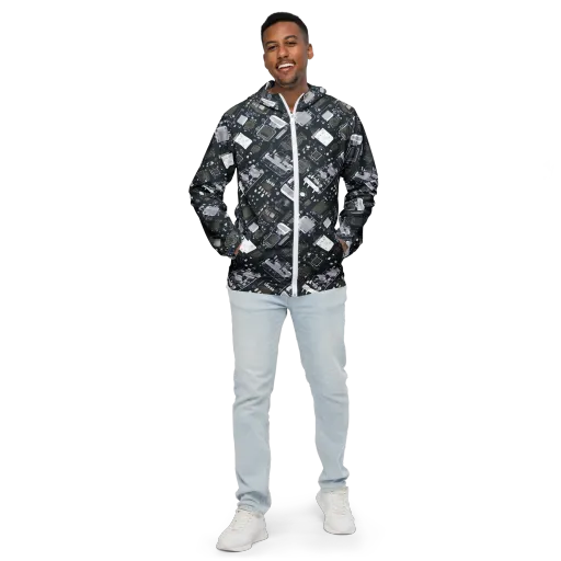 Circuit Noir on a Men's Windbreaker