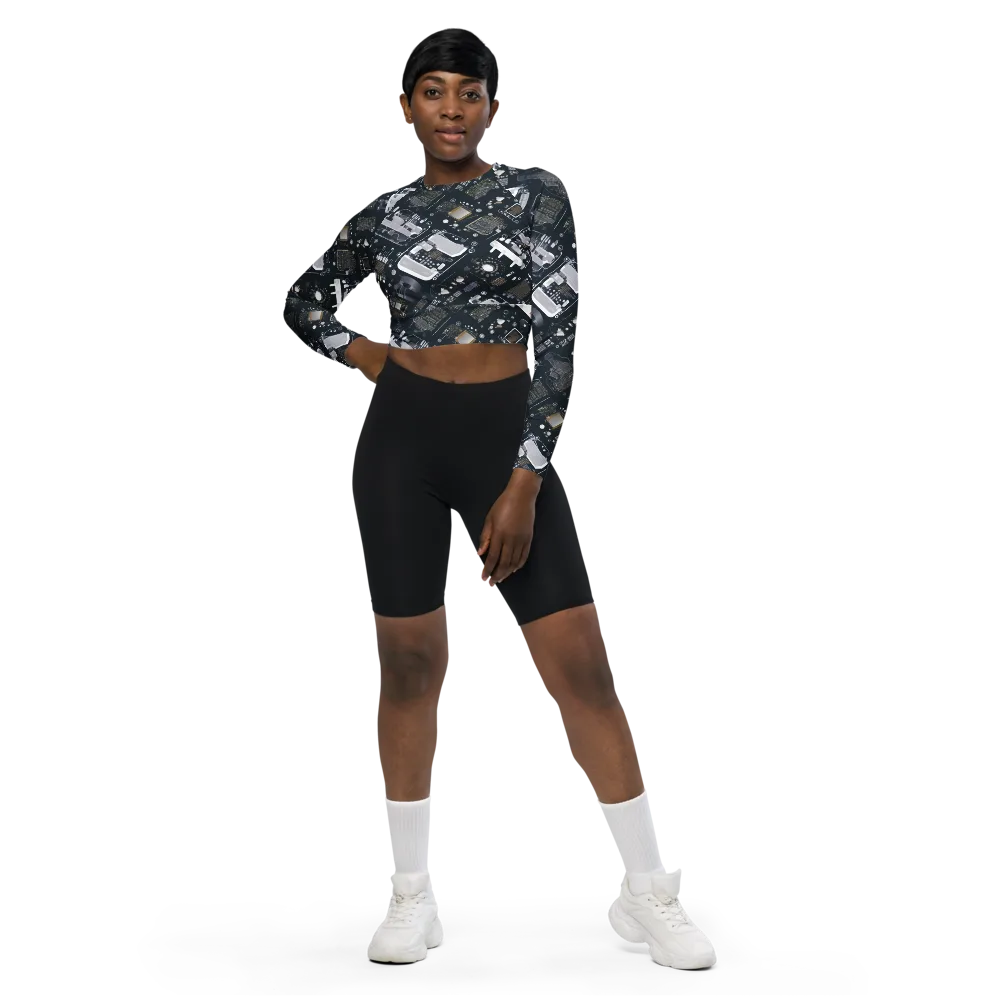 Circuit Noir on Long Sleeve Crop Top — Front