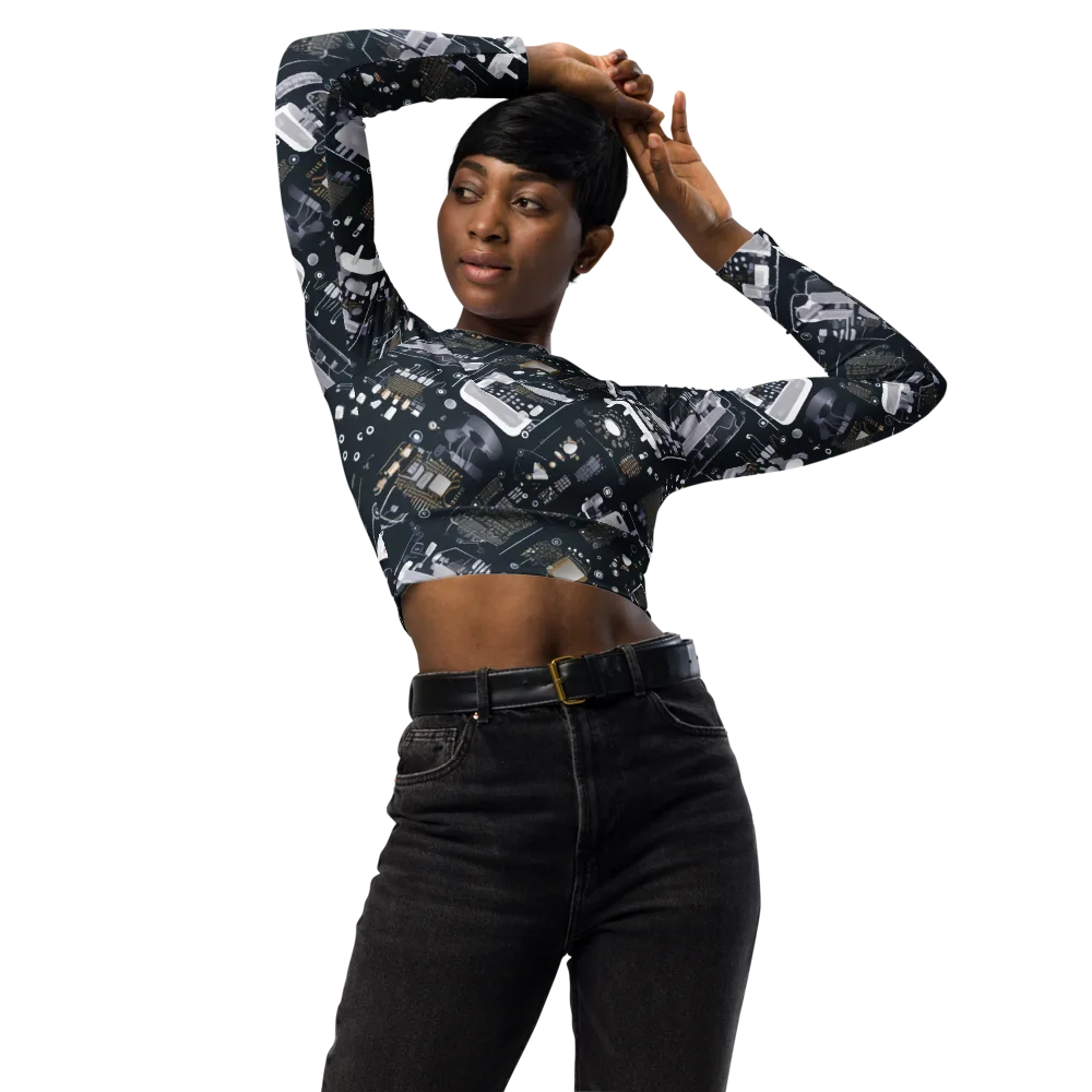 Circuit Noir on Long Sleeve Crop Top — Front