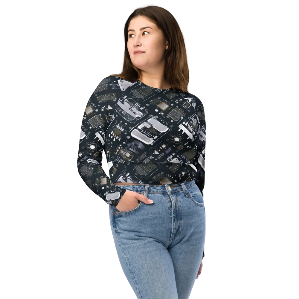 Circuit Noir on Long Sleeve Crop Top — Front