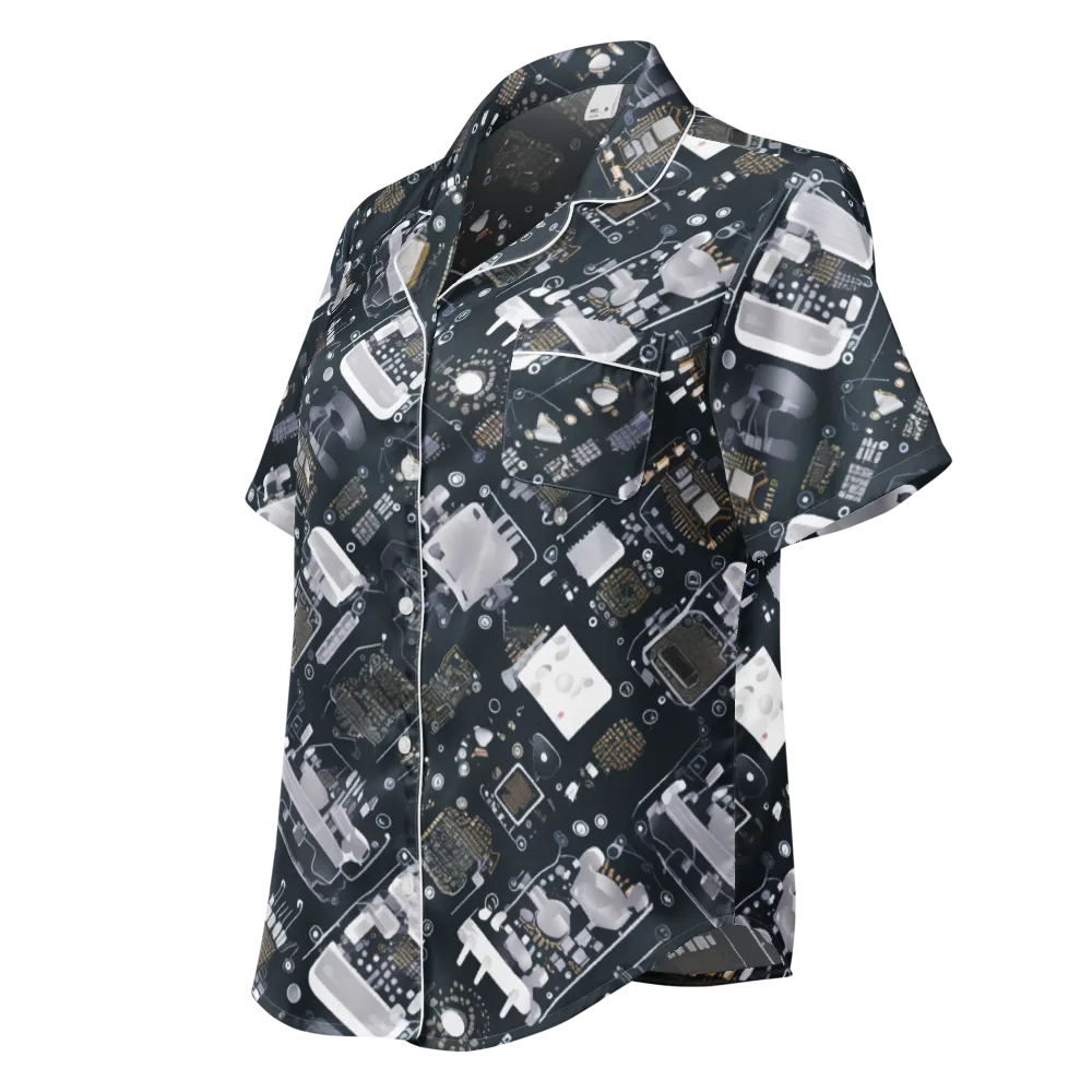 Circuit Noir on Women's Short Sleeve Pajama Top — Left Front
