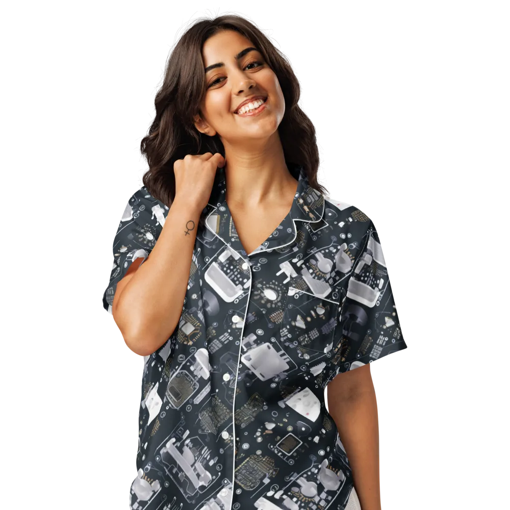 Circuit Noir on Women's Short Sleeve Pajama Top — Front
