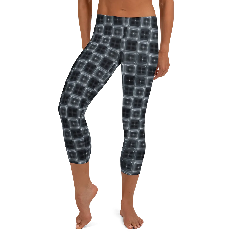 Chrome Grid on Capri Leggings — Front