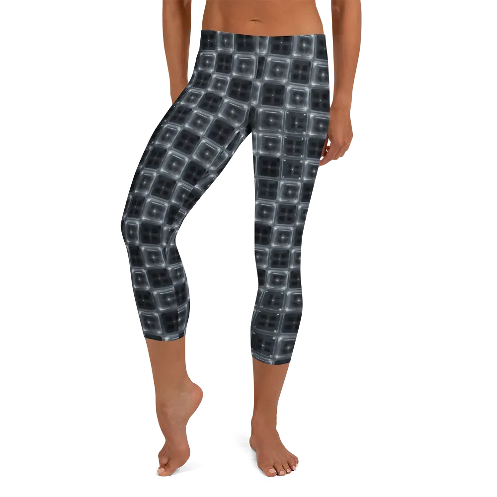 Chrome Grid on Capri Leggings — Front