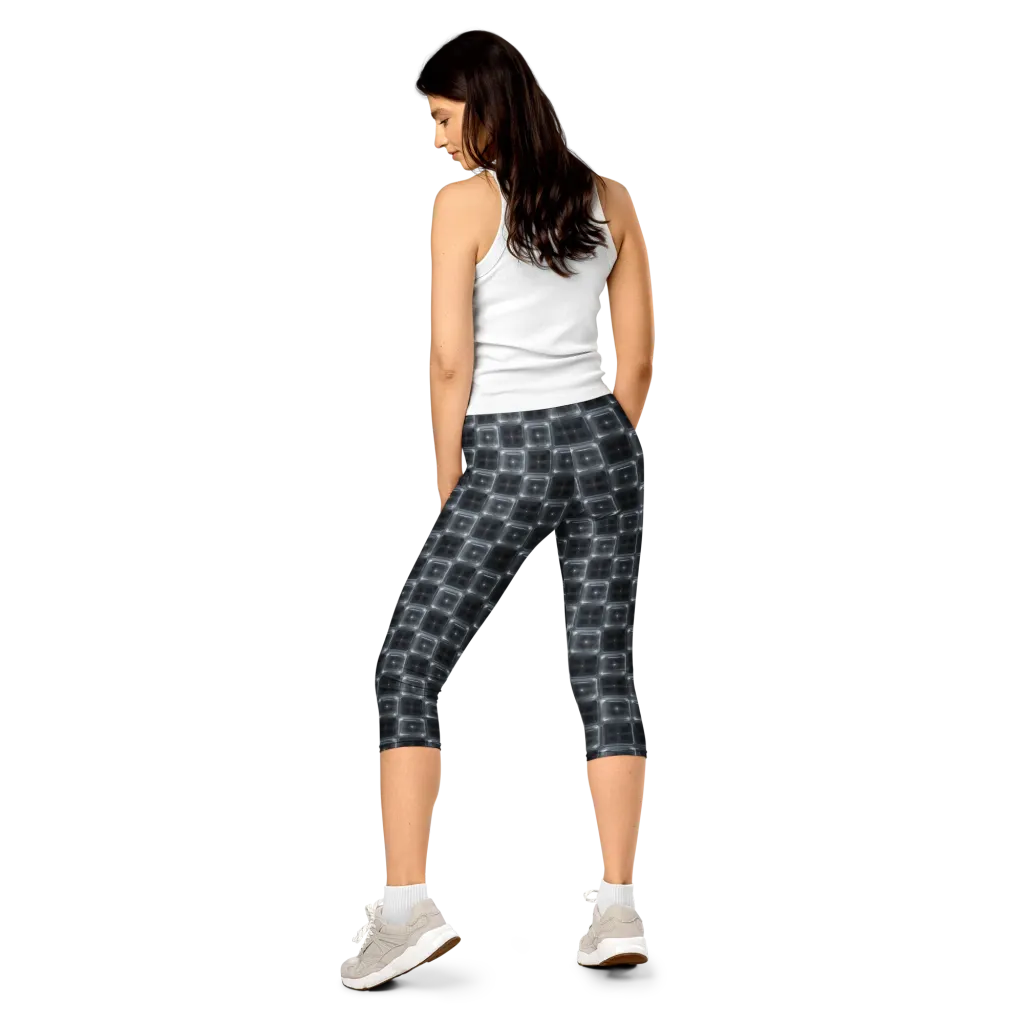 Chrome Grid on Capri Leggings — Back