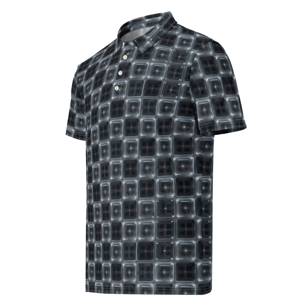 Chrome Grid on Men's Slim Fit Polo Shirt — Left Front