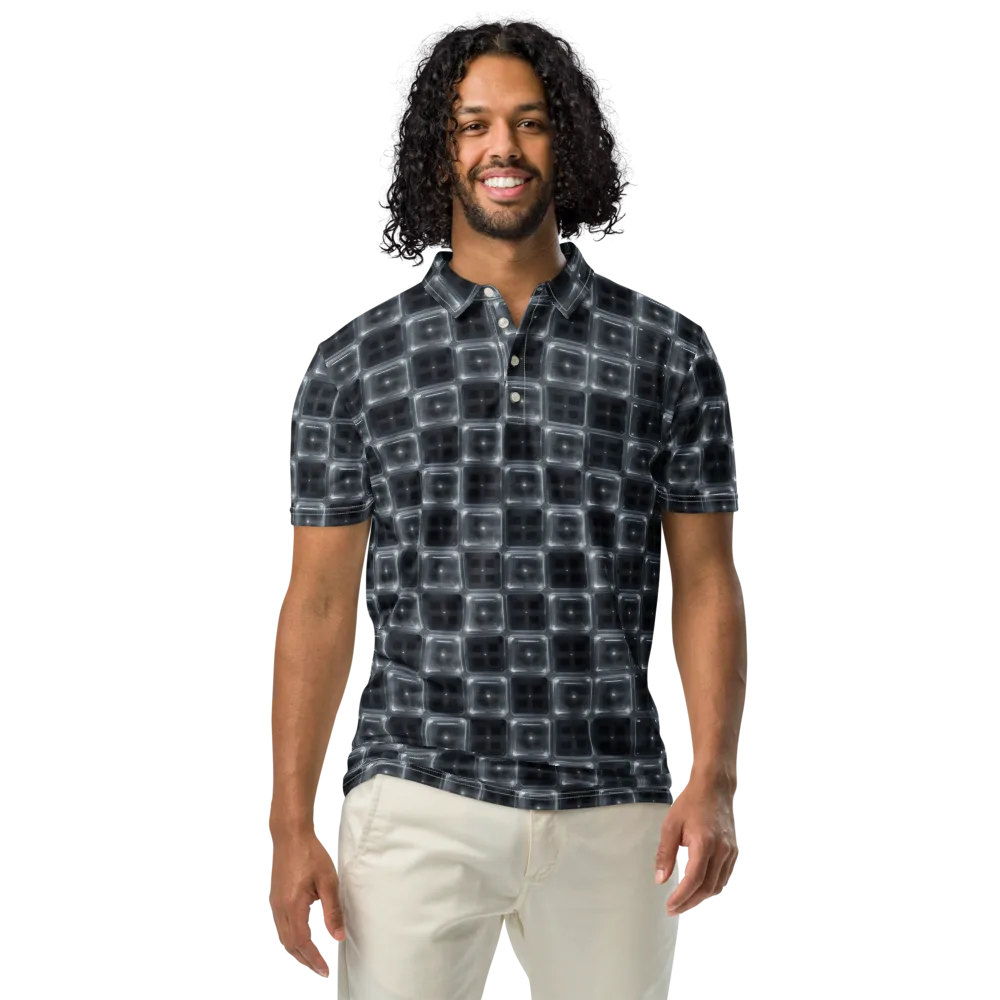 Chrome Grid on Men's Slim Fit Polo Shirt — Front