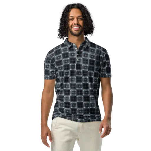 Chrome Grid on a Men's Slim Fit Polo Shirt