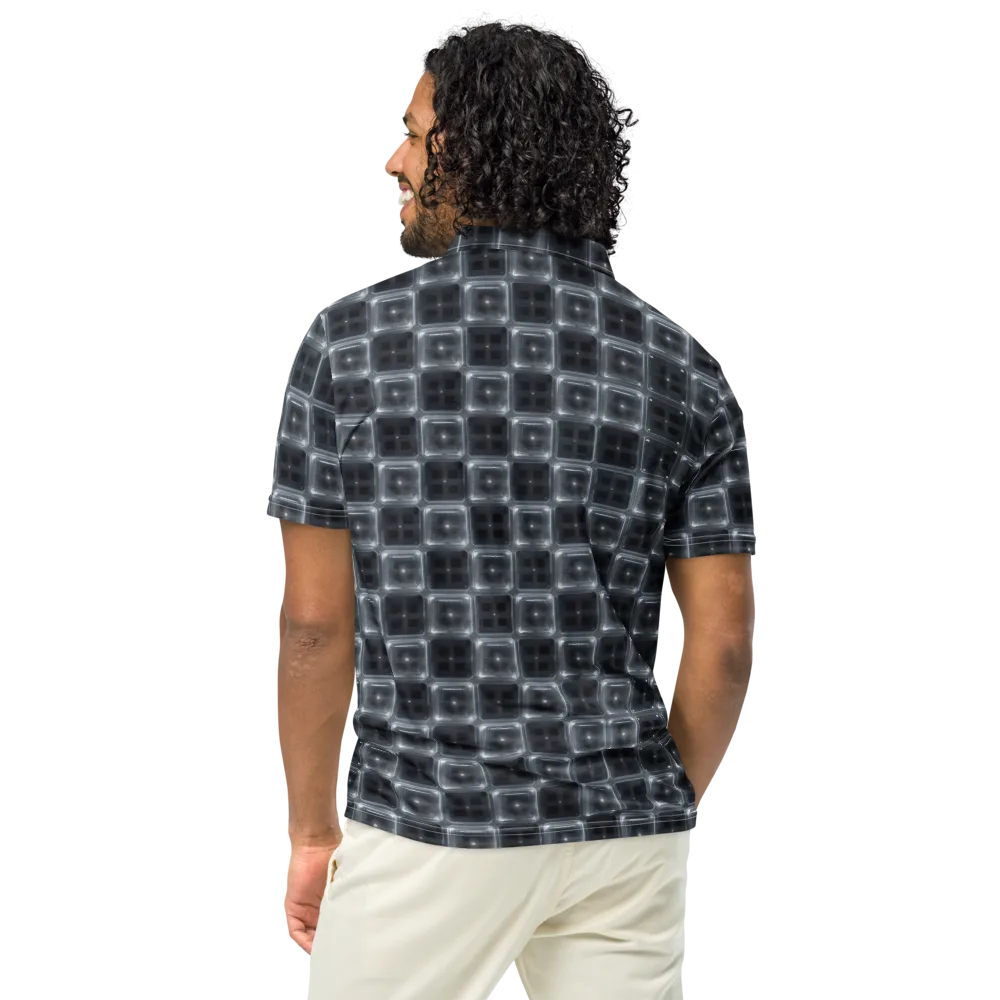 Chrome Grid on Men's Slim Fit Polo Shirt — Back