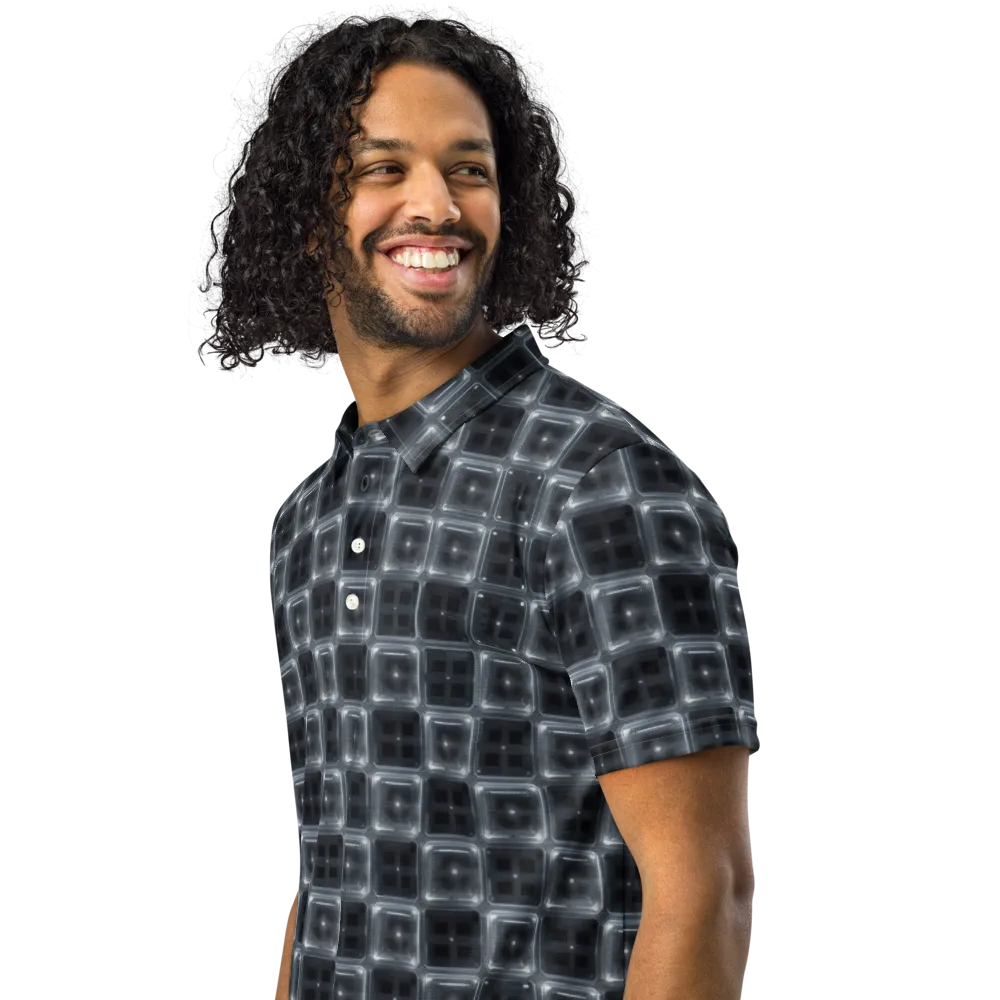Chrome Grid on Men's Slim Fit Polo Shirt — Left Front