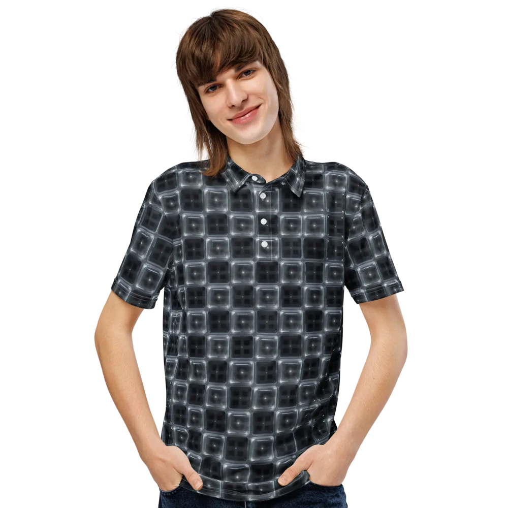 Chrome Grid on Men's Slim Fit Polo Shirt — Front
