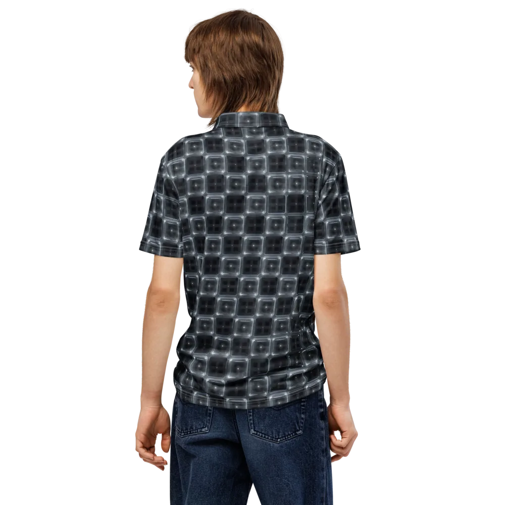 Chrome Grid on Men's Slim Fit Polo Shirt — Back