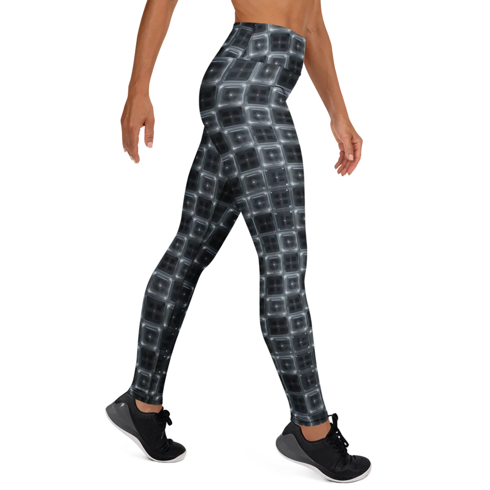 Chrome Grid on Yoga Leggings — Right