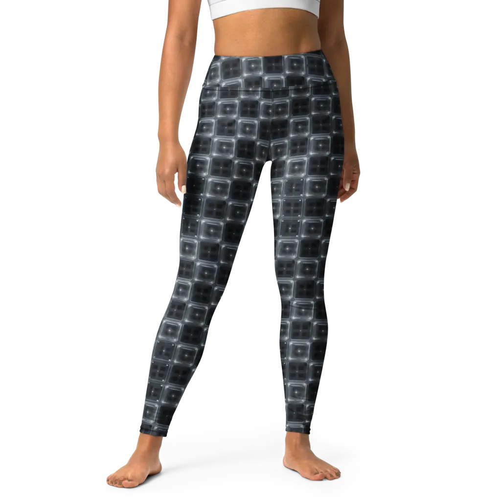 Chrome Grid on Yoga Leggings — Front