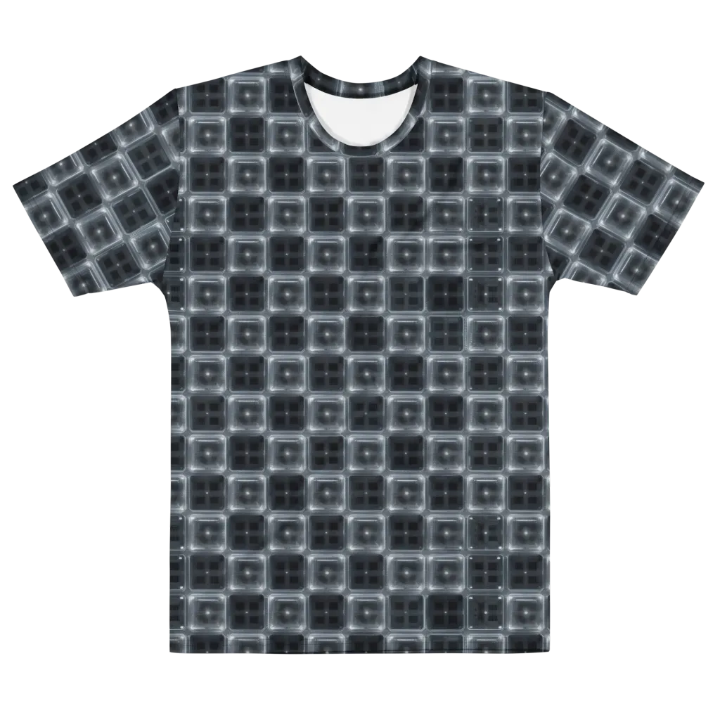 Chrome Grid on Men's Cotton Crew Neck T-Shirt — Front