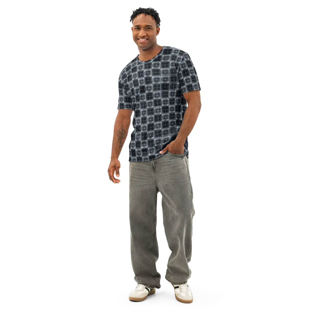 Chrome Grid on Men's Cotton Crew Neck T-Shirt — Front