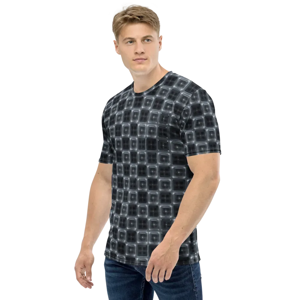 Chrome Grid on Men's Crew Neck T-Shirt — Left