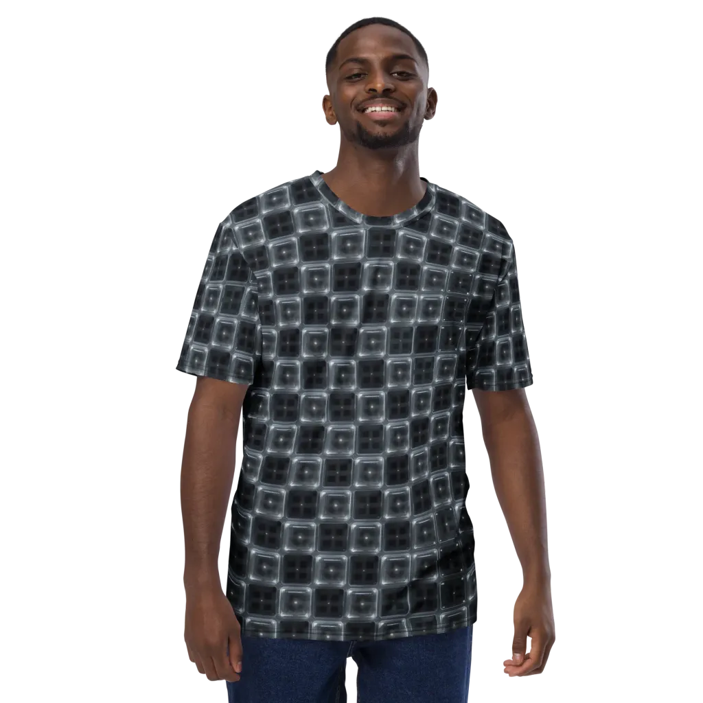 Chrome Grid on Men's Crew Neck T-Shirt — Front
