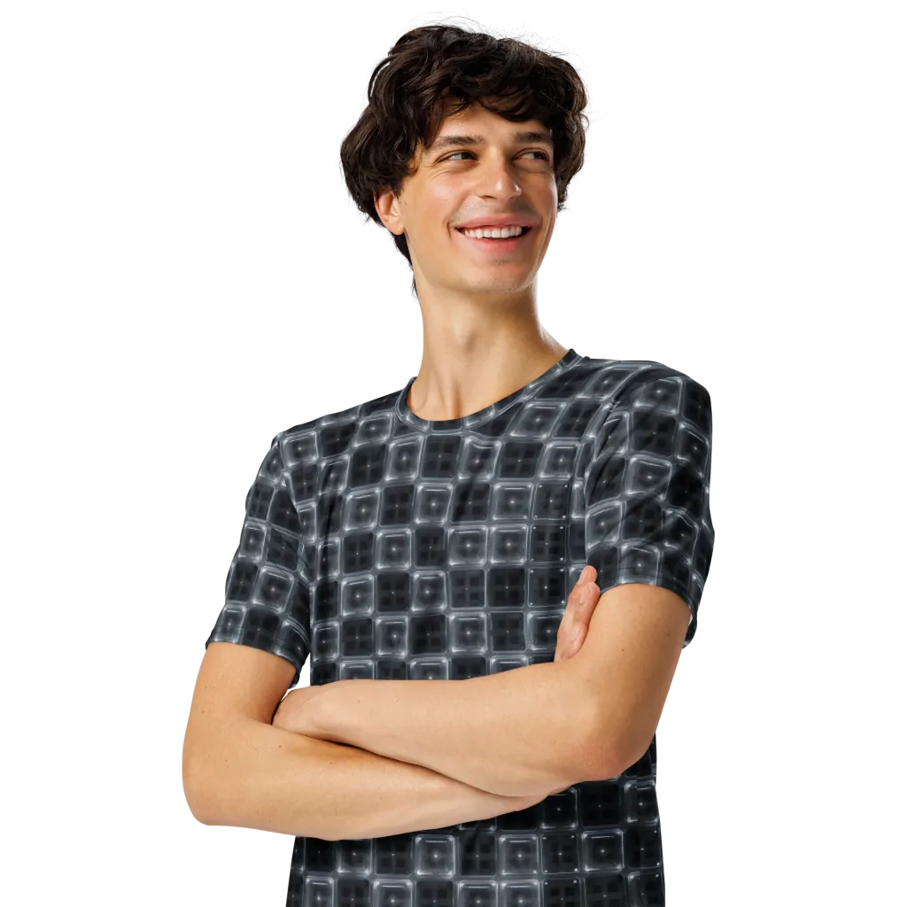 Chrome Grid on Men's Crew Neck T-Shirt — Left Front