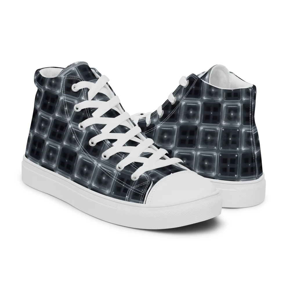 Chrome Grid on Men's High Top Canvas Shoes — Right