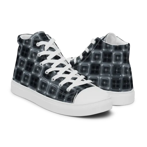Chrome Grid on a Men's High Top Canvas Shoes