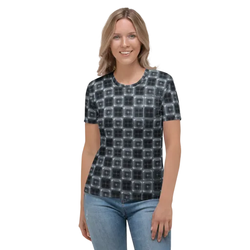 Chrome Grid on a Women's Crew Neck T-Shirt