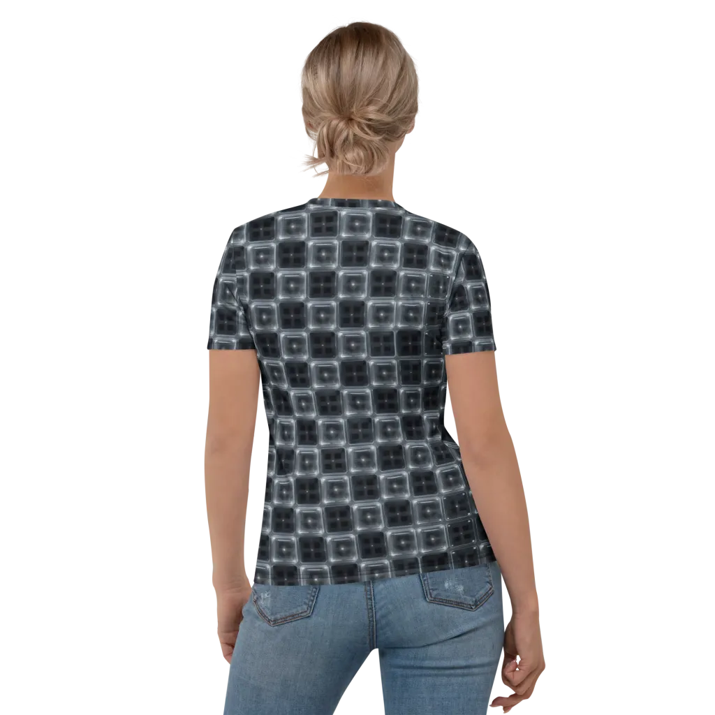 Chrome Grid on Women's Crew Neck T-Shirt — Back