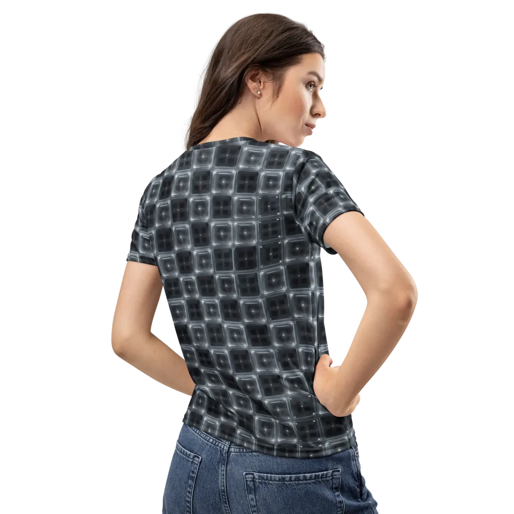 Chrome Grid on Women's Crew Neck T-Shirt — Back