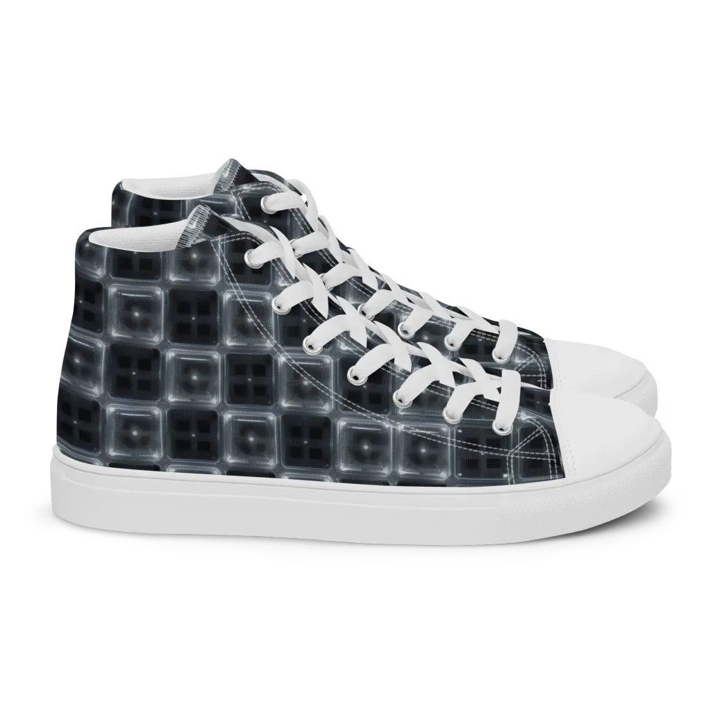 Chrome Grid on Women's High Top Canvas Shoes — Right