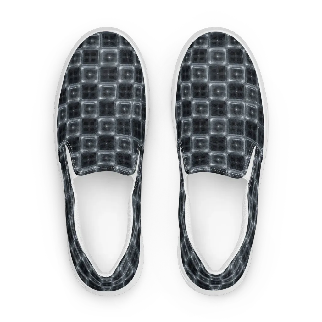 Chrome Grid on Men's Slip-On Canvas Shoes — Front