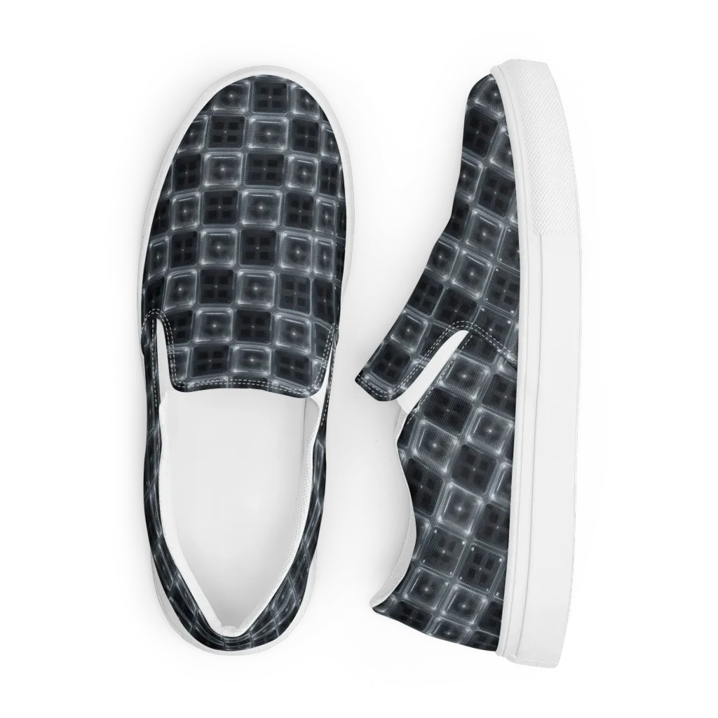 Chrome Grid on Men's Slip-On Canvas Shoes — Front