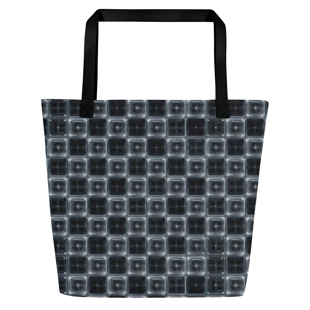 Chrome Grid on Large Tote Bag W/ Pocket — Front