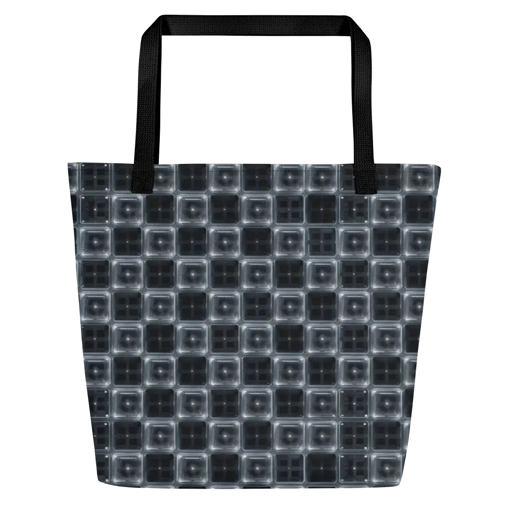 Chrome Grid on Large Tote Bag W/ Pocket — Front