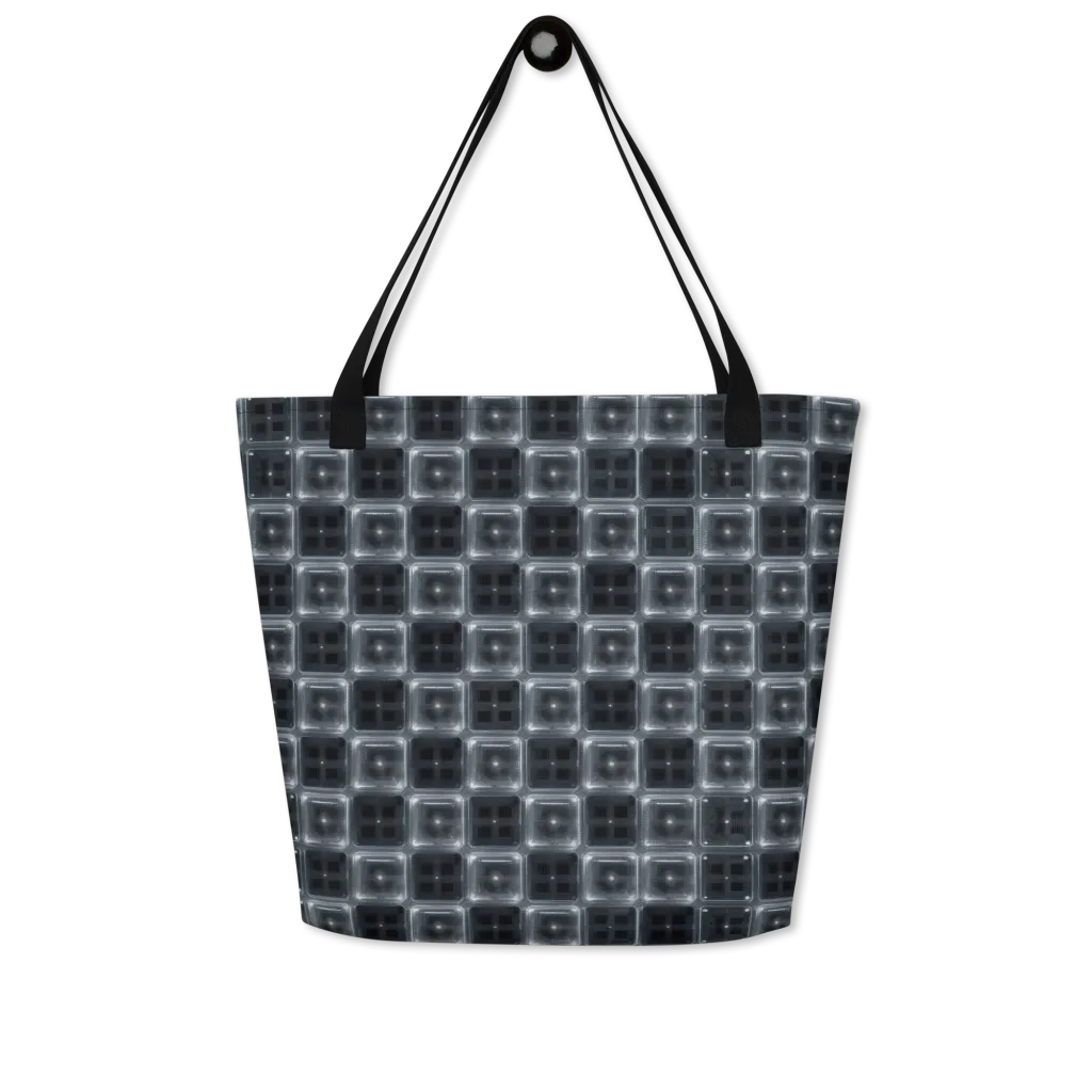 Chrome Grid on Large Tote Bag W/ Pocket — Front