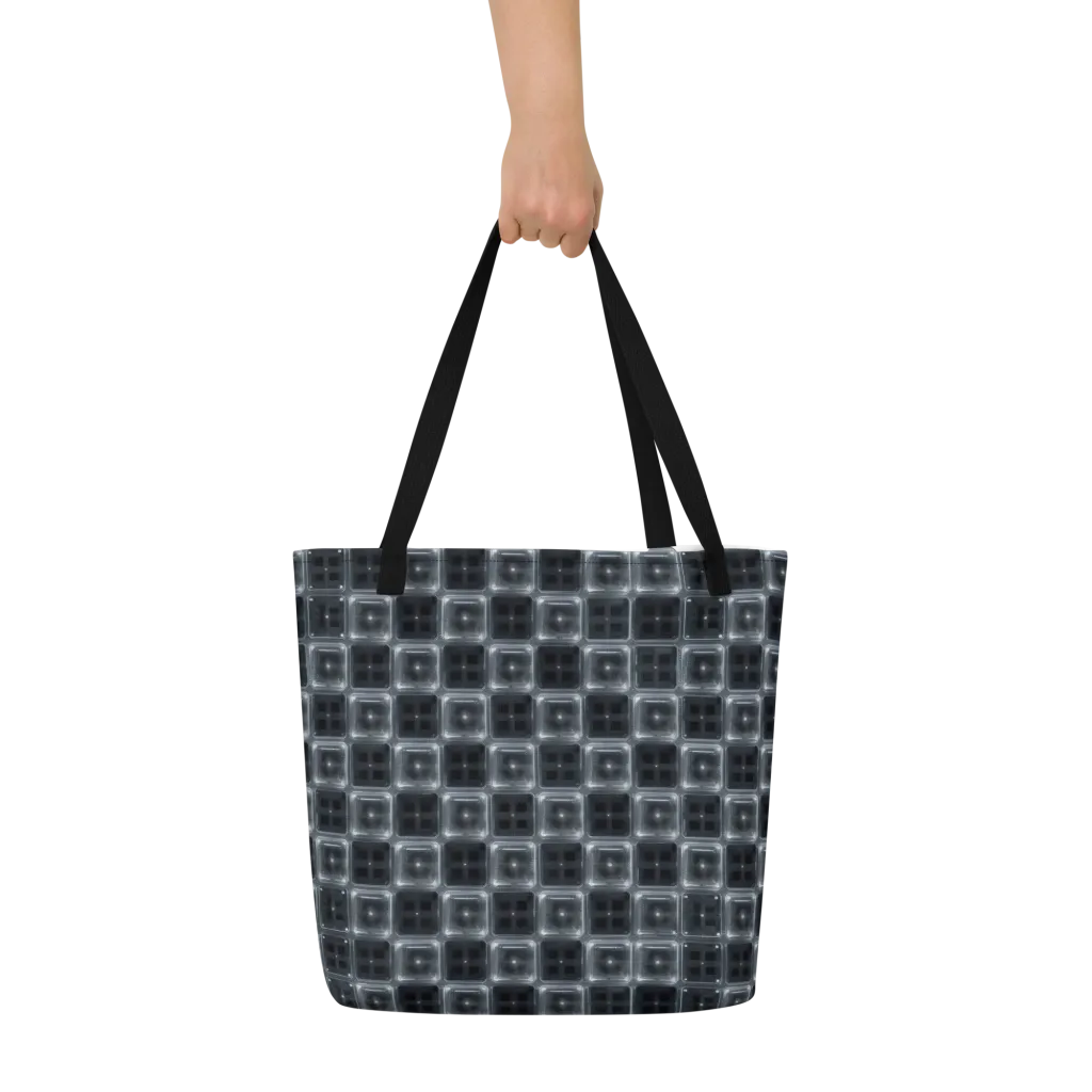 Chrome Grid on Large Tote Bag W/ Pocket — Front