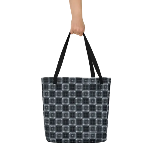 Chrome Grid on a Large Tote Bag W/ Pocket