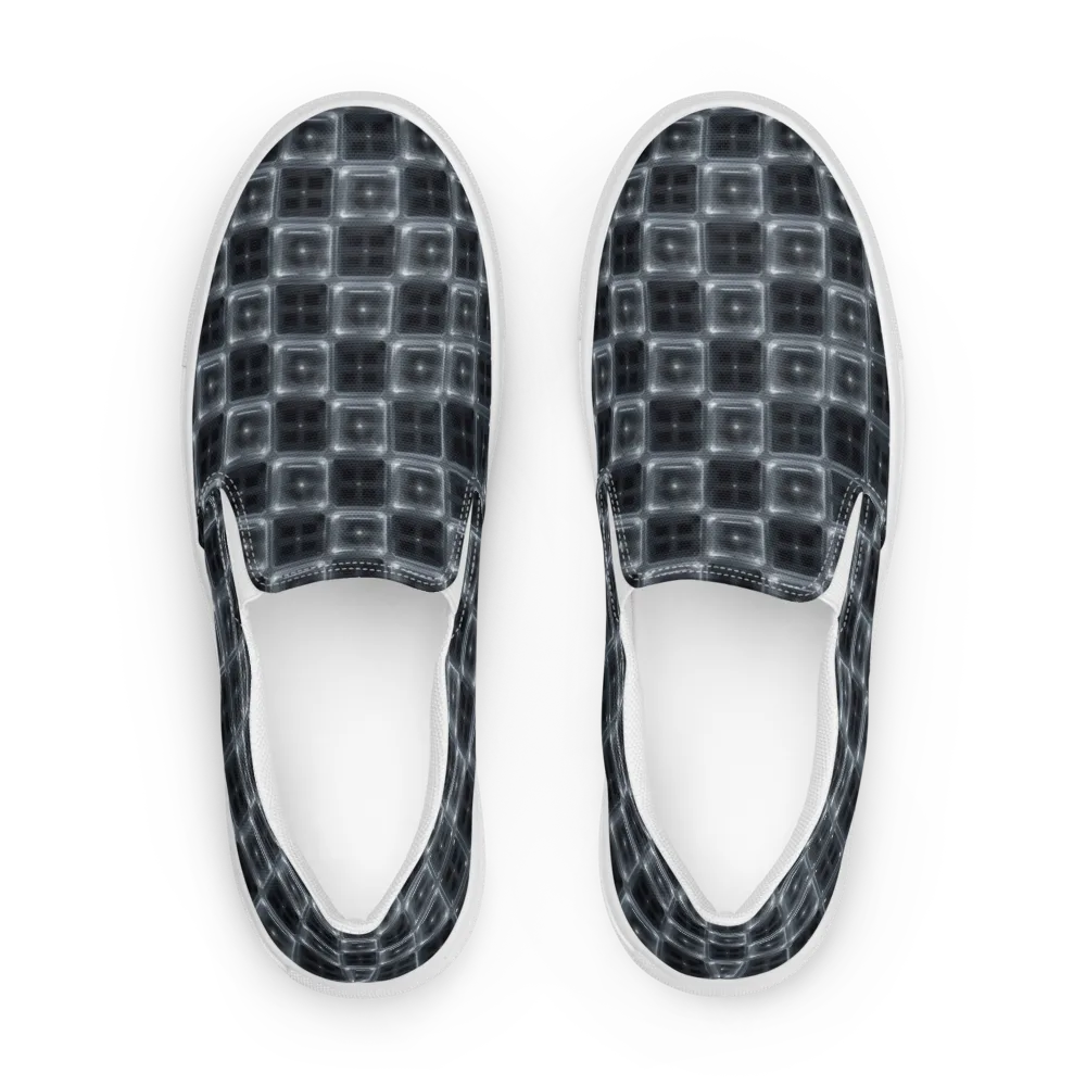 Chrome Grid on Women's Slip-On Canvas Shoes — Front