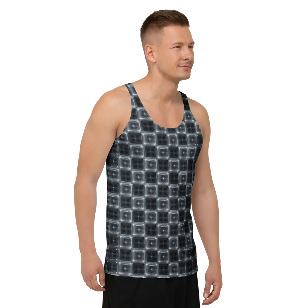 Chrome Grid on Men's Tank Top — Right Front