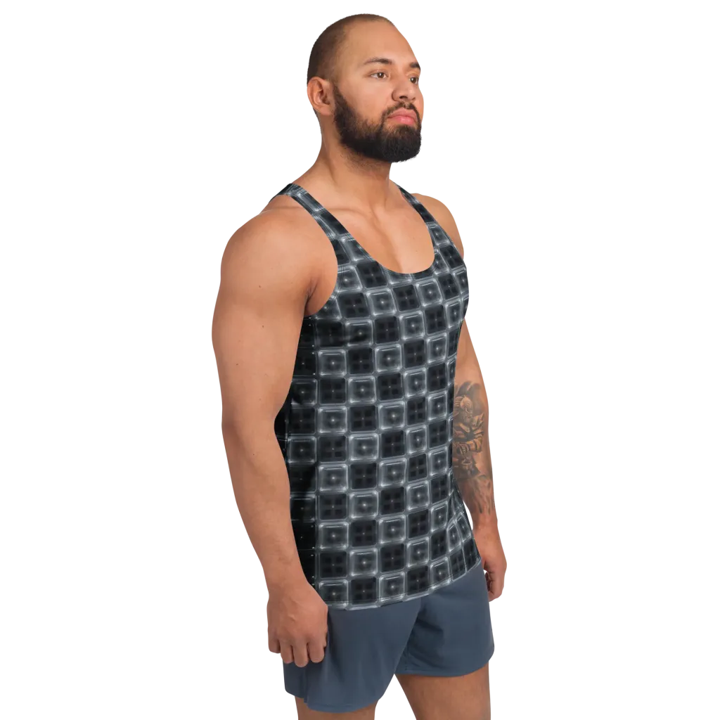 Chrome Grid on Men's Tank Top — Right Front
