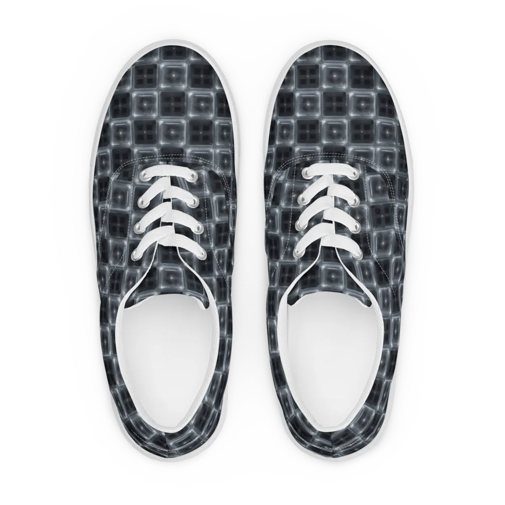Chrome Grid on Men's Lace-Up Canvas Shoes — Front
