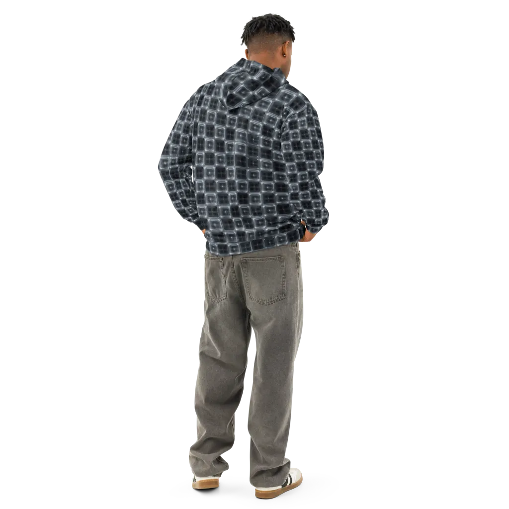 Chrome Grid on Cotton Hoodie — Back